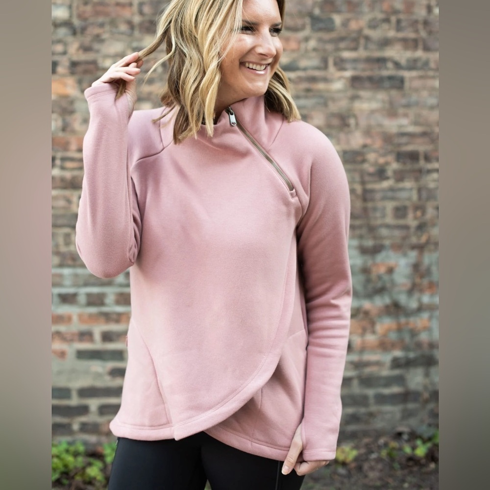 RBX zip up sweater fuzzy blush pink size small
